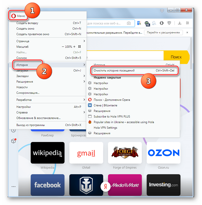 История оперы на телефоне. Очистка истории в опере. Как почистить историю в опере. История посещений браузера опера.